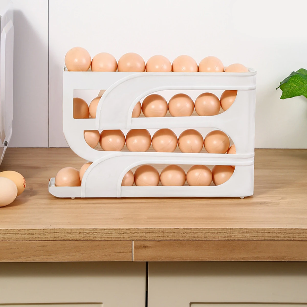 

New Refrigerator Automatic Rolling Slide Type Egg Storage Box Egg Tray Fresh-keeping Box Refrigerator Side Door