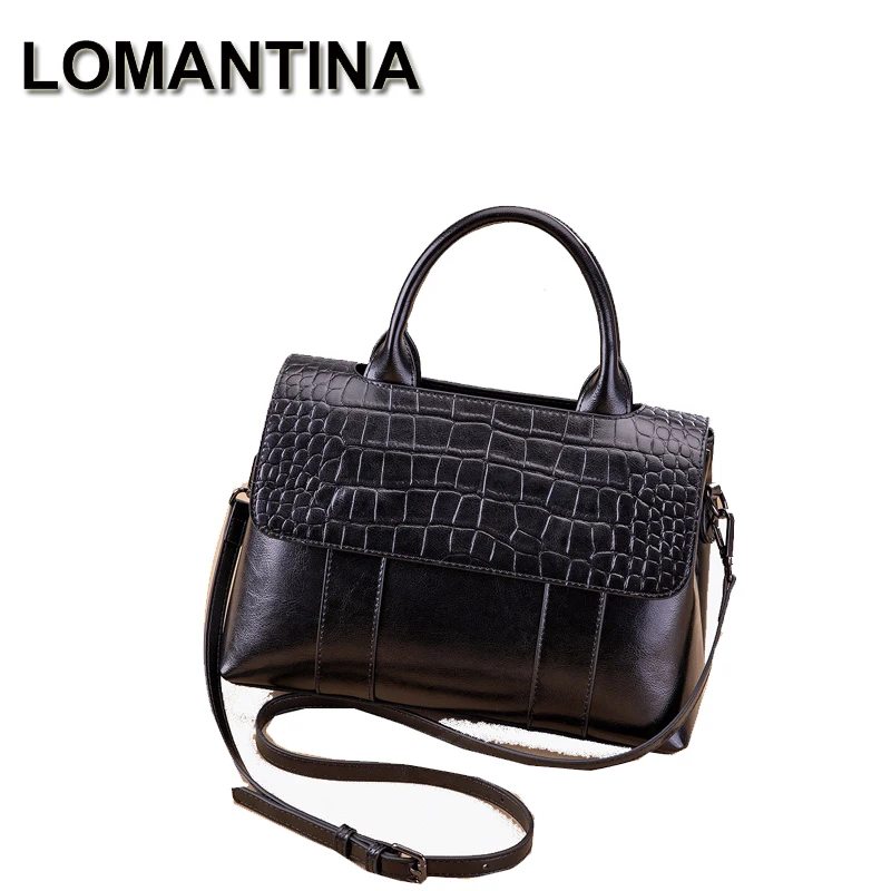 

LOMANTINA Oil Wax Cowhide Large-capacity Bags Women's 2024 New Fashion Business Casual Handbag Ladies Shoulder Tote Bag