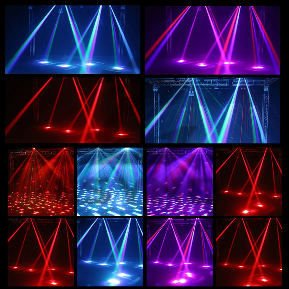 4-Arm Mini Disco Party Light Remote Control 80W LED Beam Moving Head DJ Light DMX Strobe Stage Effect For Club Wedding Events