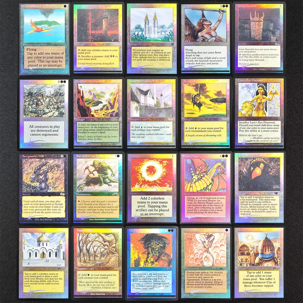 

ME4 UZ AN TCG Proxy Magical Card Shivan Dragon Yavimaya Hollow City of Brass Library Alexandria Tolarian Academy Gaea's Cradle