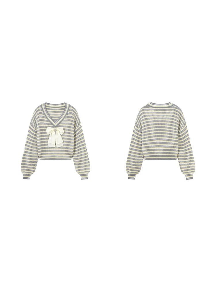 

Autumn Water Cut Label Sweater Loose Fit Long Sleeve Knot Thin Nylon Acrylic Wool Cashmere Blend Women's Pullover