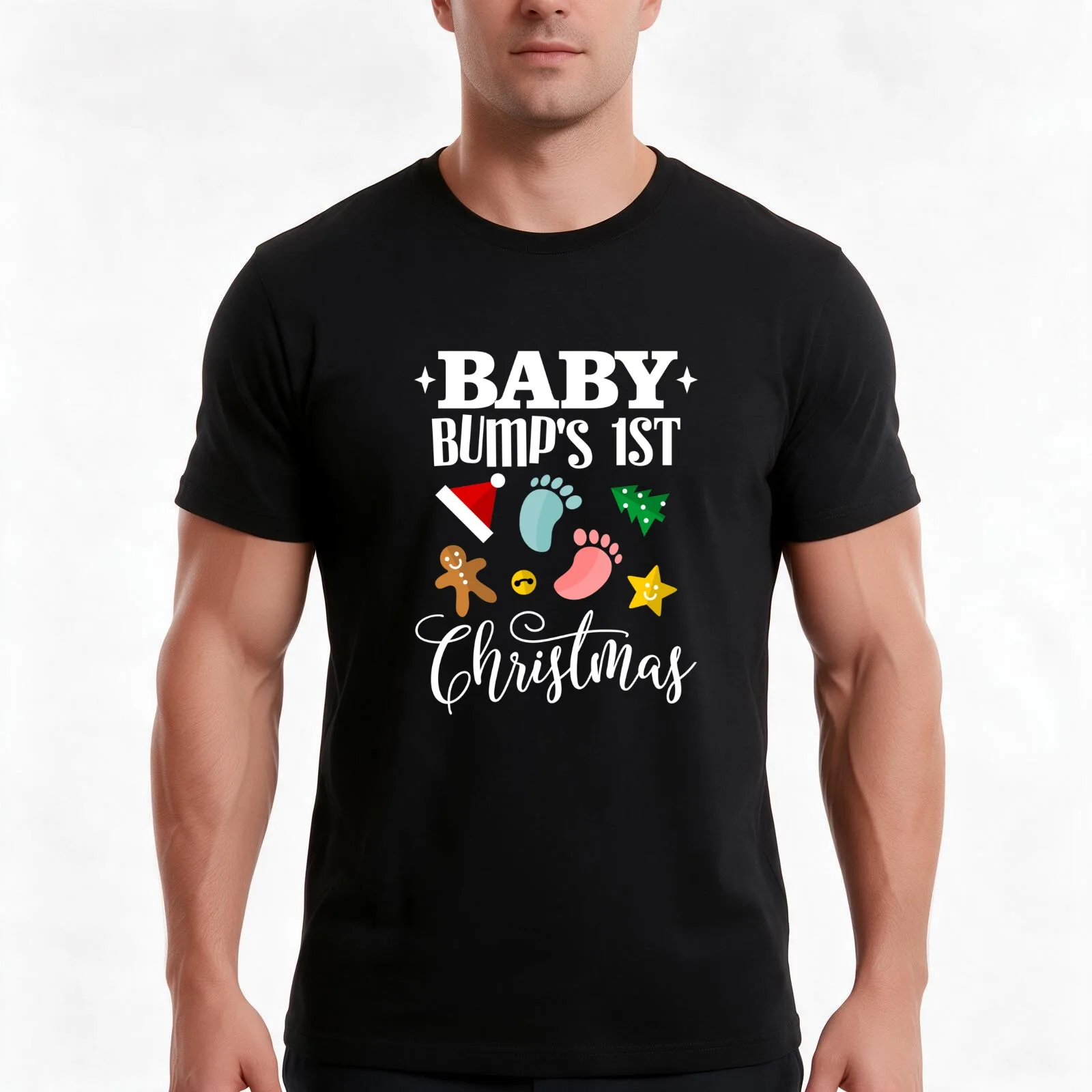 Baby Bumps First Christmas Maternity T-Shirt, Summer Casual Cotton Tee, Oversized Streetwear Tops, Vintage Graphic Print