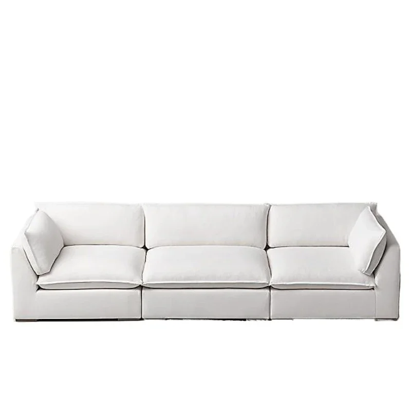 

Italian modern simple solid wood sofa American RH furniture American rural retro soft bag Nordic solid wood fabric