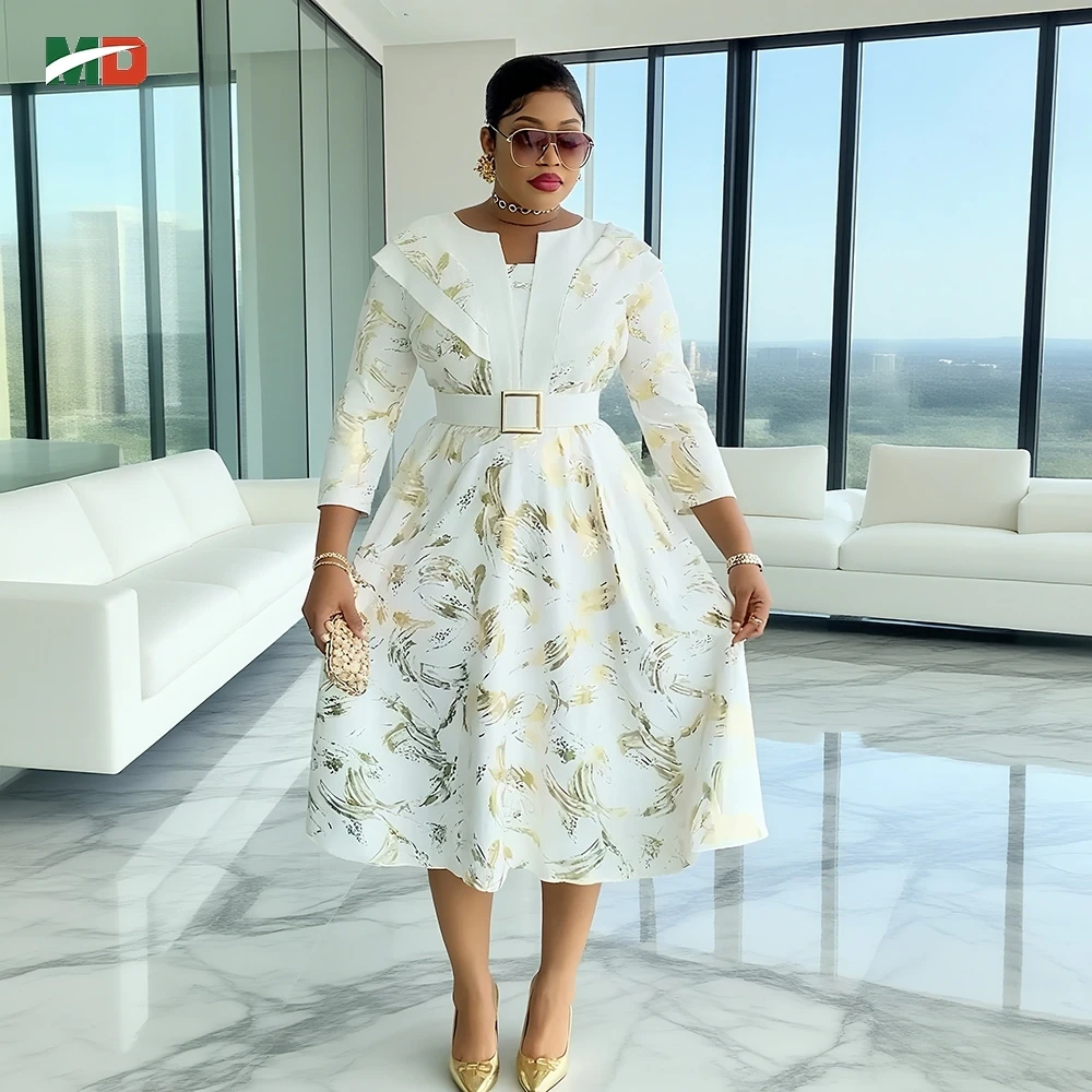 MD المرأة الأفريقية ملابس كاجوال حجم كبير عيد ميلاد تركيا فستان صيفي فاخر حفل زفاف خمر فستان أفريقي فام 2025