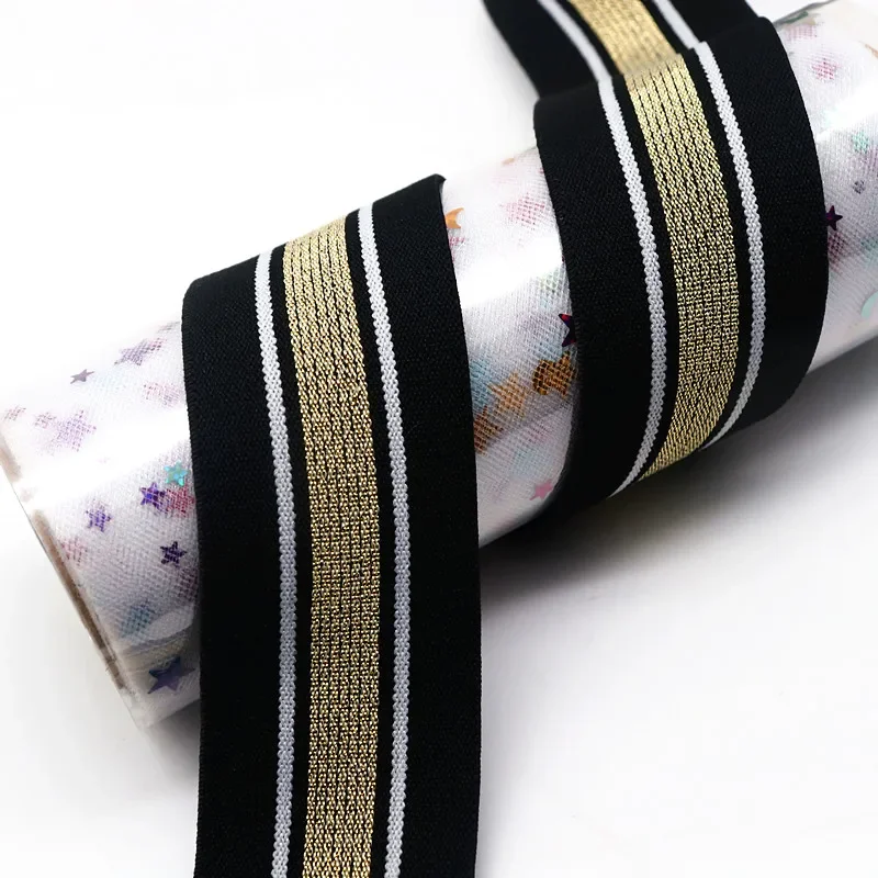 40mm Thick Striped Elastic Band Trousers Waist Sealing Tape Wide Flat Elastic Striped Webbing for Home Sewing Accessories 5m