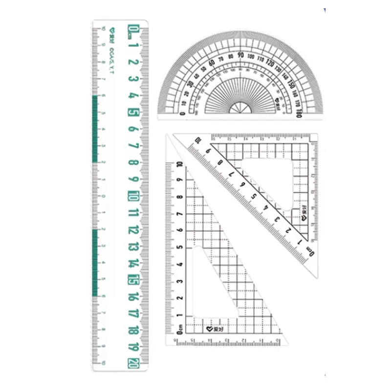 4 مجموعات من مسطرة الطالب الشفافة مسطرة متعددة الوظائف منقلة كرتونية لطيفة لامتحانات الطلاب مسطرة قياس الرسم