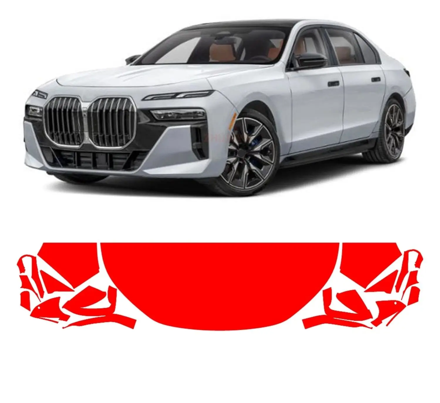 

For BMW i7 M-Sport 2023-2025 TPU Pre-cut PPF Scratch-resistant Transparent Front Bumper Hood Engine Protective Film ﻿