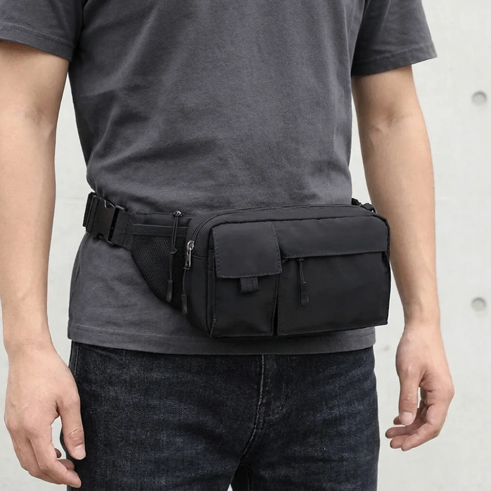 

Solid Color Men Chest Bag Waist Pouch Crossbody Bags Outdoor Shoulder Bag Nylon Adjustable Straps Chest Sling Bag Campinga