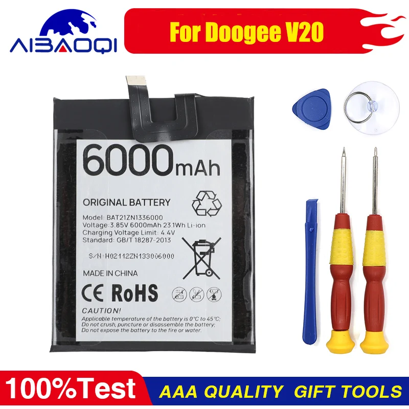 Battery For DOOGEE V20 V20S Mobile Phone 6000mAh High Quality Battery Replacement With Tools