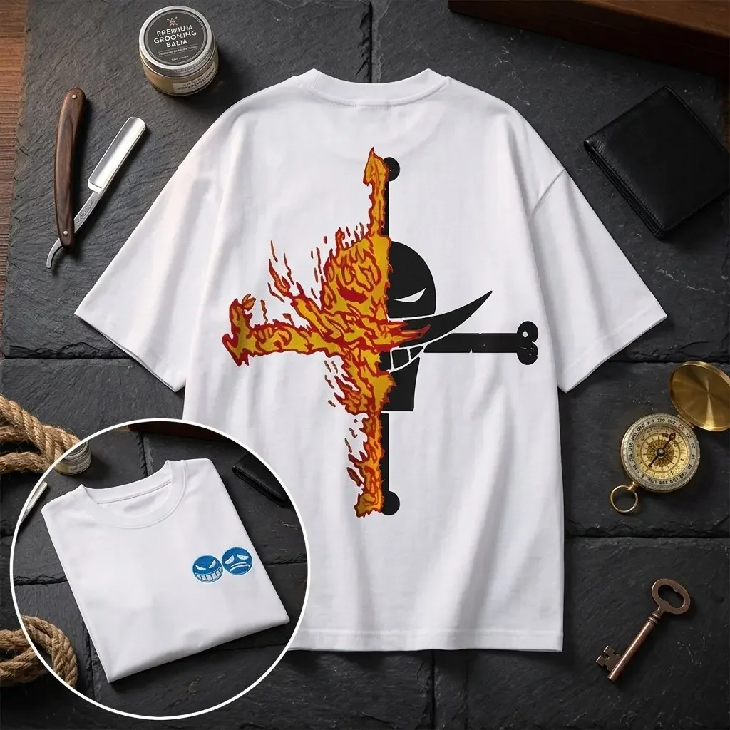 2026 One Piece Ace T-shirt Man Women Short-sleeved Tee Couple's Oversized Casual Popular Tops Streetwear Parent Child Clothing