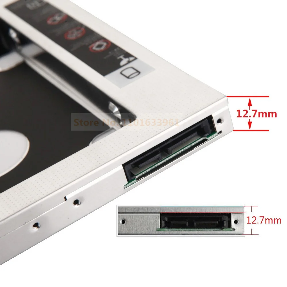 Universal 12.7mm SATA 2nd Hard Drive HDD SSD Optical Bay Caddy Frame Adapter for Acer TRAVELMATE 6293 P243-M-33124G32Ma