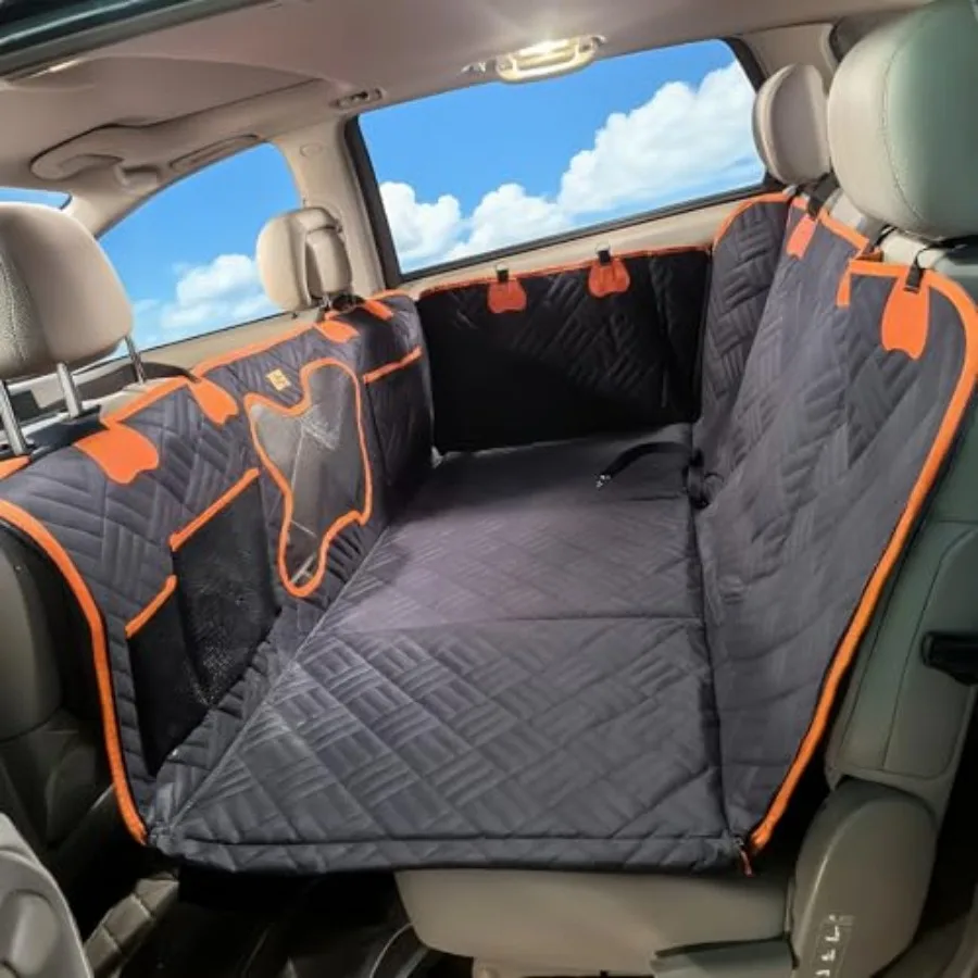 

Dog Car Seat Cover for Back Seat Waterproof Pet Hammock with Hard Bottom Sturdy 400lb Backseat Extender for Dogs Easy to Clean