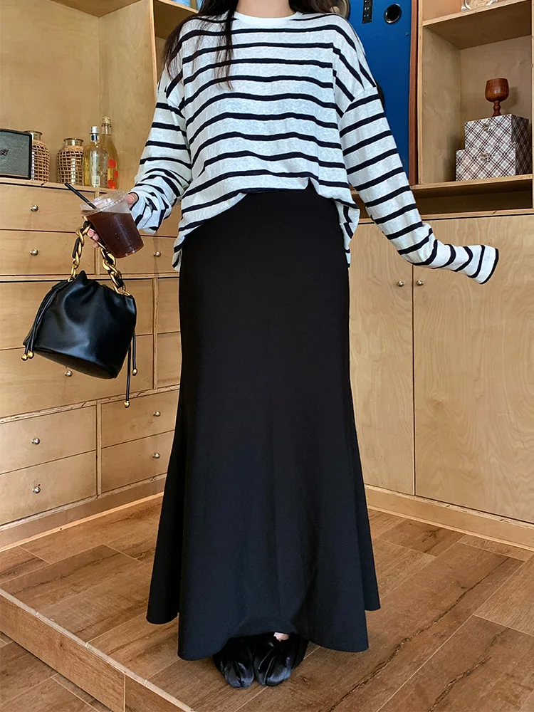 

Юбка-футляр Lin Da Hui Fi Tail для женщин больших размеров, корейский стиль, с высокой талией, утягивающая, длинная, повседневная, в студенческом стиле, другие модели