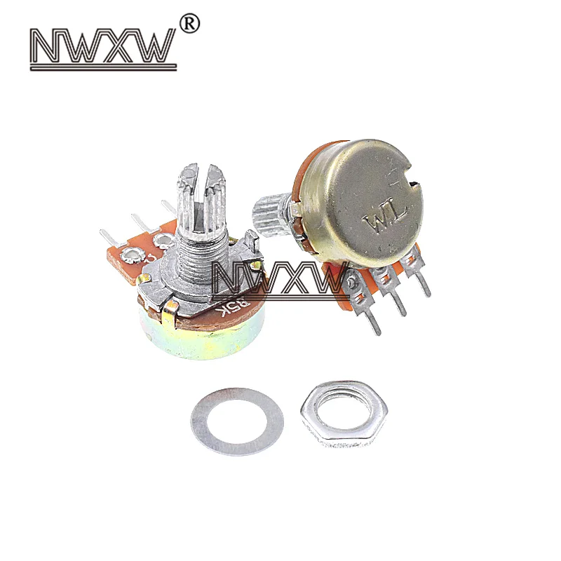 5pcs/lot WH-148 B5K 5k single 3-pin volume adjustment potentiometer B502 shaft length 15mm with nut and washer