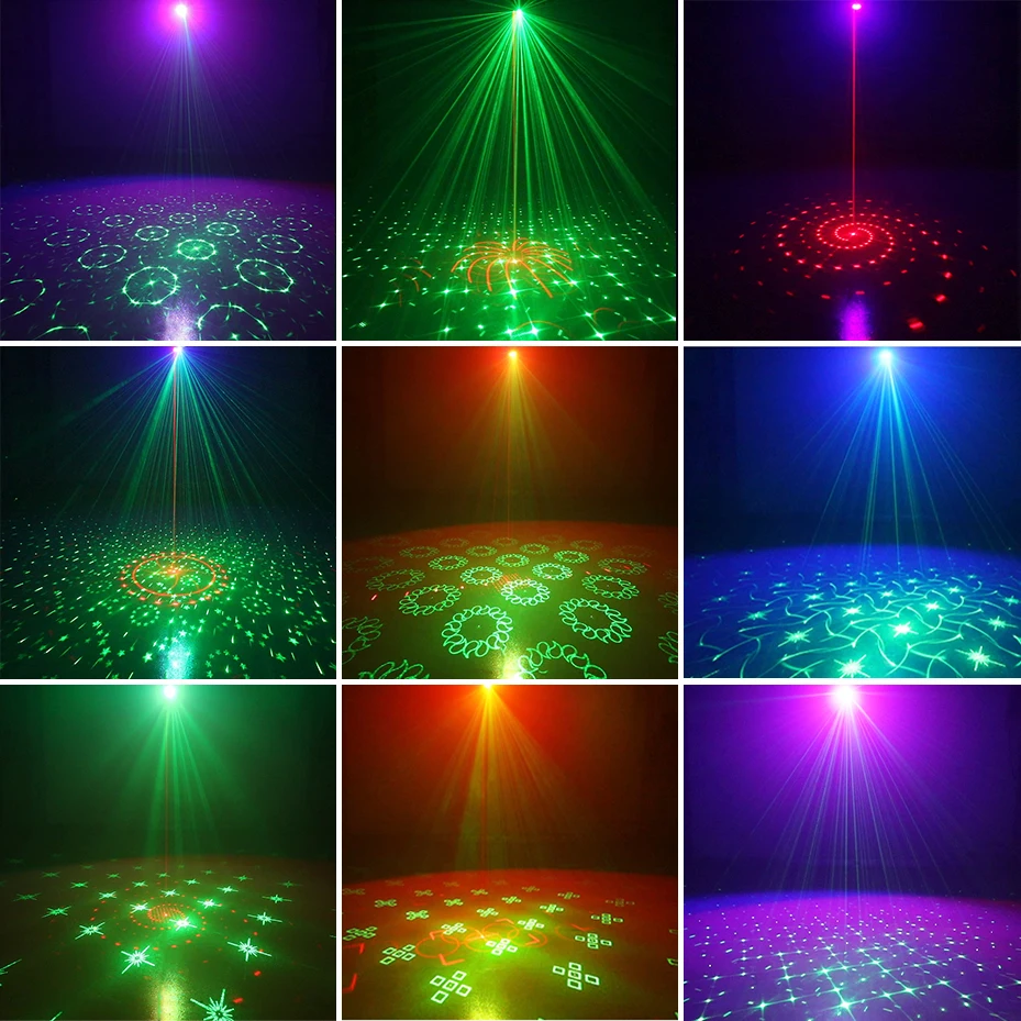 ALIEN-RGB UV LED Laser Light Projector, DJ Disco, Festa, Férias, Bar, Natal, Dia das Bruxas, Casamento, Efeito de Iluminação de Palco, 64 Padrões