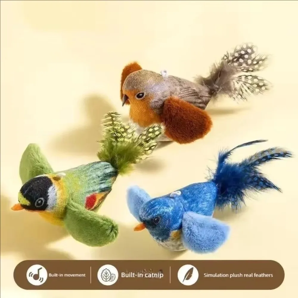 Flying Bird Cat Toy Vivid Chirping Self-entertainment Simulation Bird Interactive Cat Bird-Shaped