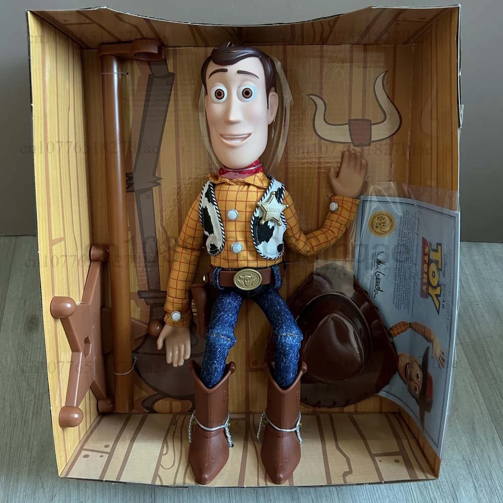 Pixar Toy Story 3 Talking Woody Model Sing Soft Real Clothes Action Figure English Movie Sound Woody Roundup TV Show Toys Doll