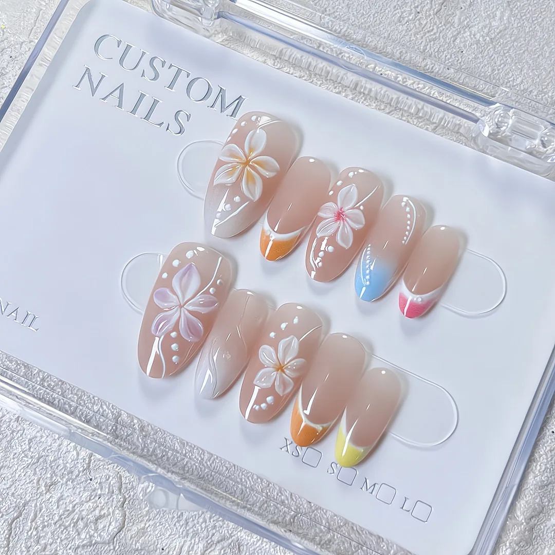 

10Pcs Cat Eye with Gradient Handmade Press on Nails Design False Nails Full Cover French Ballerina Wearable Artificial Nail Tips
