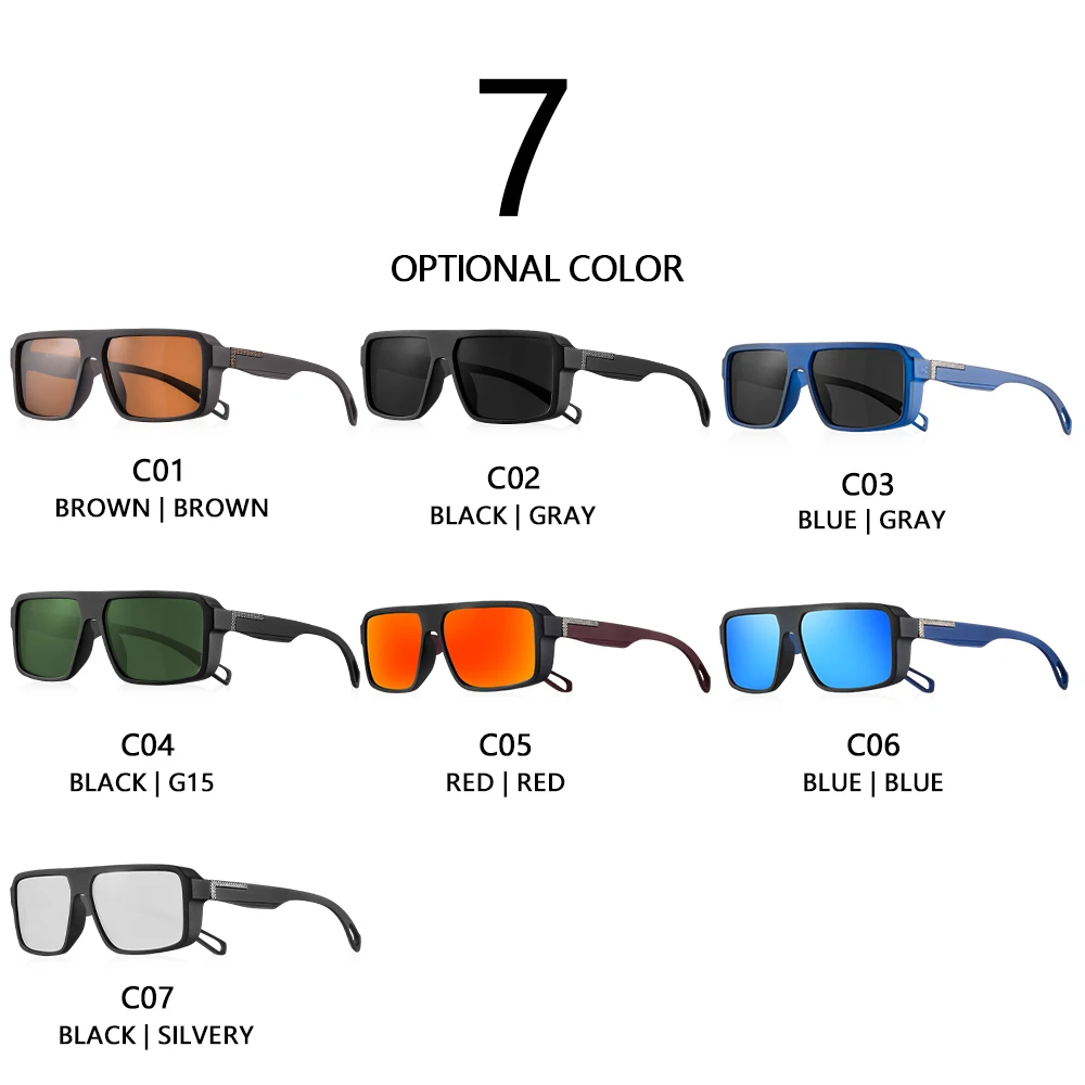 CRIXALIS 3-teilige polarisierte Sonnenbrille für den Außenbereich, für Herren und Damen, modisch, Sport, Angeln, Sonnenbrille, männlich, quadratisch, Driving Shades UV400 – Detail 3