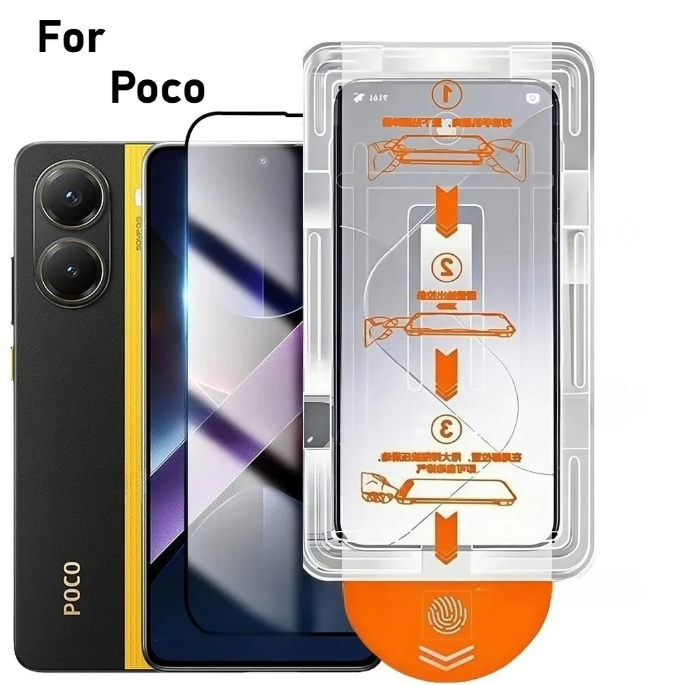 

1Pcs Easy Install Tempered Glass for Xiaomi Poco X7 Pro X6Pro X7Pro X6 X5 X4 X3 Full Cover Screen Protector HD Protevtive Glass