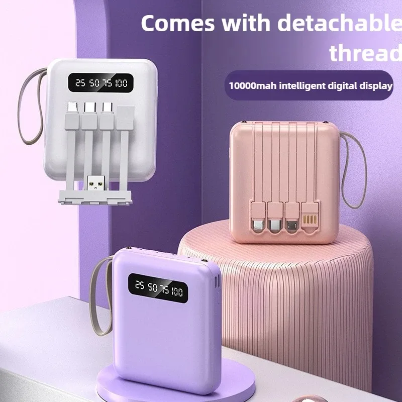 

Mini Portable Power Bank 10000mAh Detachable Built in Cable PowerBank Digital Display For IPhone For Samsung For Xiaomi