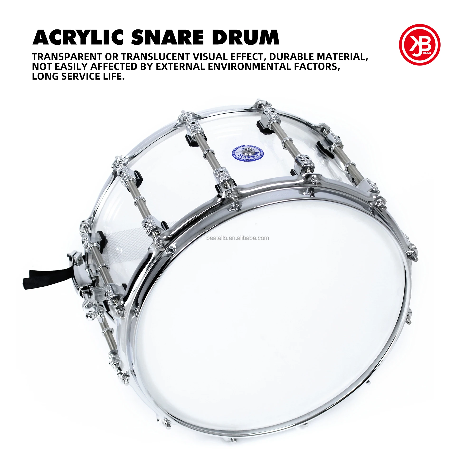 High quality transparent snare drum acrylic snare drum professional musical instrument suitable for drum sets 3