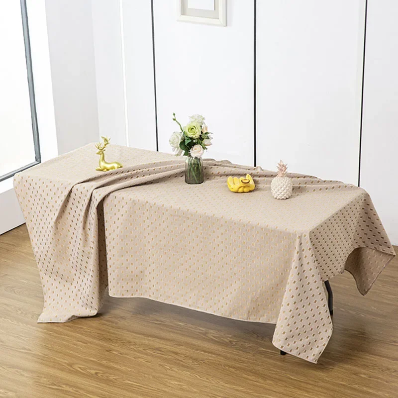 Japanese Solid Thick Rectangular Tablecloth Luxury Cotton and Linen Table Cloth for Party High-End Wear-Resistant Dining Decor