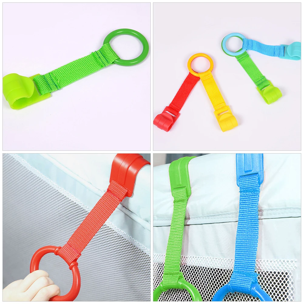 

4pcs Baby Pull Up Rings Hanging Safety Toddler Playpen Hand Walking Assistant Cot Bed Stand Lightweight Comfortable Fabric