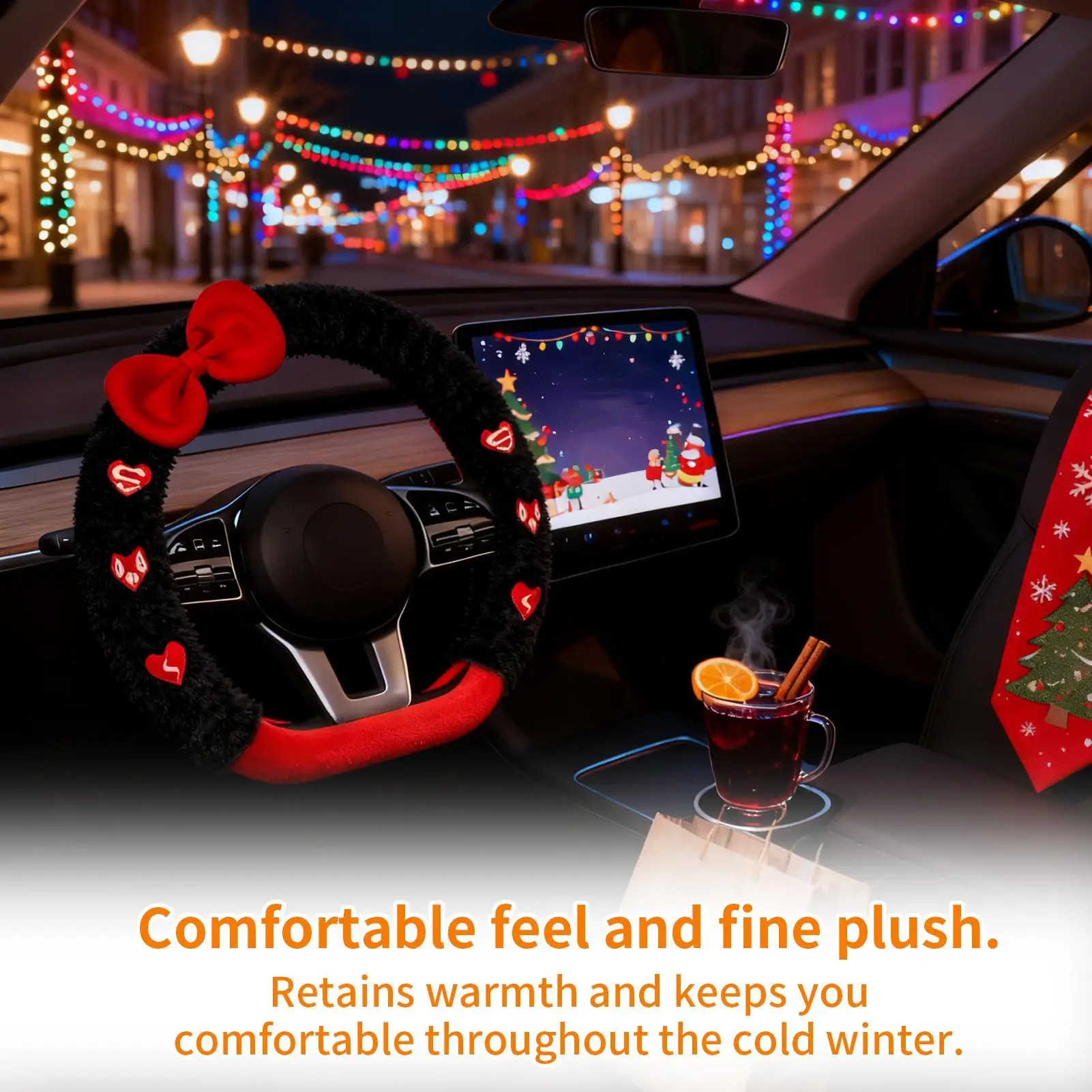 

Car Steering Wheel Cover Plush Automotive Interior Decoration Soft Plush Car Steering Wheel Protective Cover For Trailer Truck