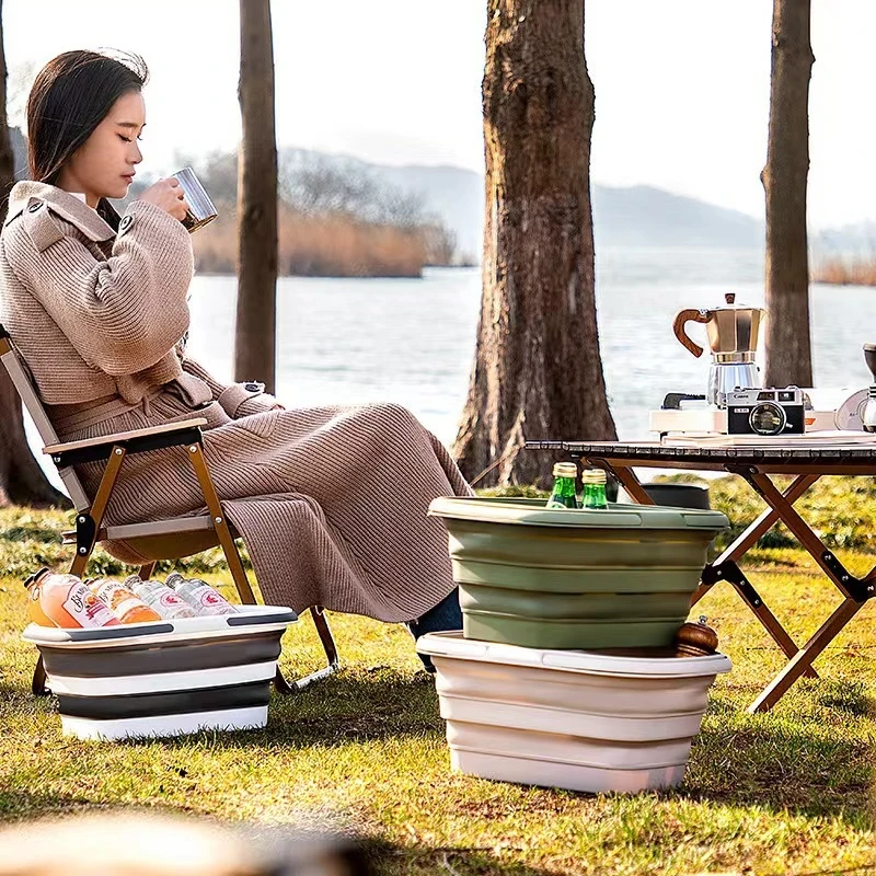New Exquisite Portable Large-Capacity Picnic Basket Portable Basket Outdoor Spring Outings Picnics Excursions Foldable Basket
