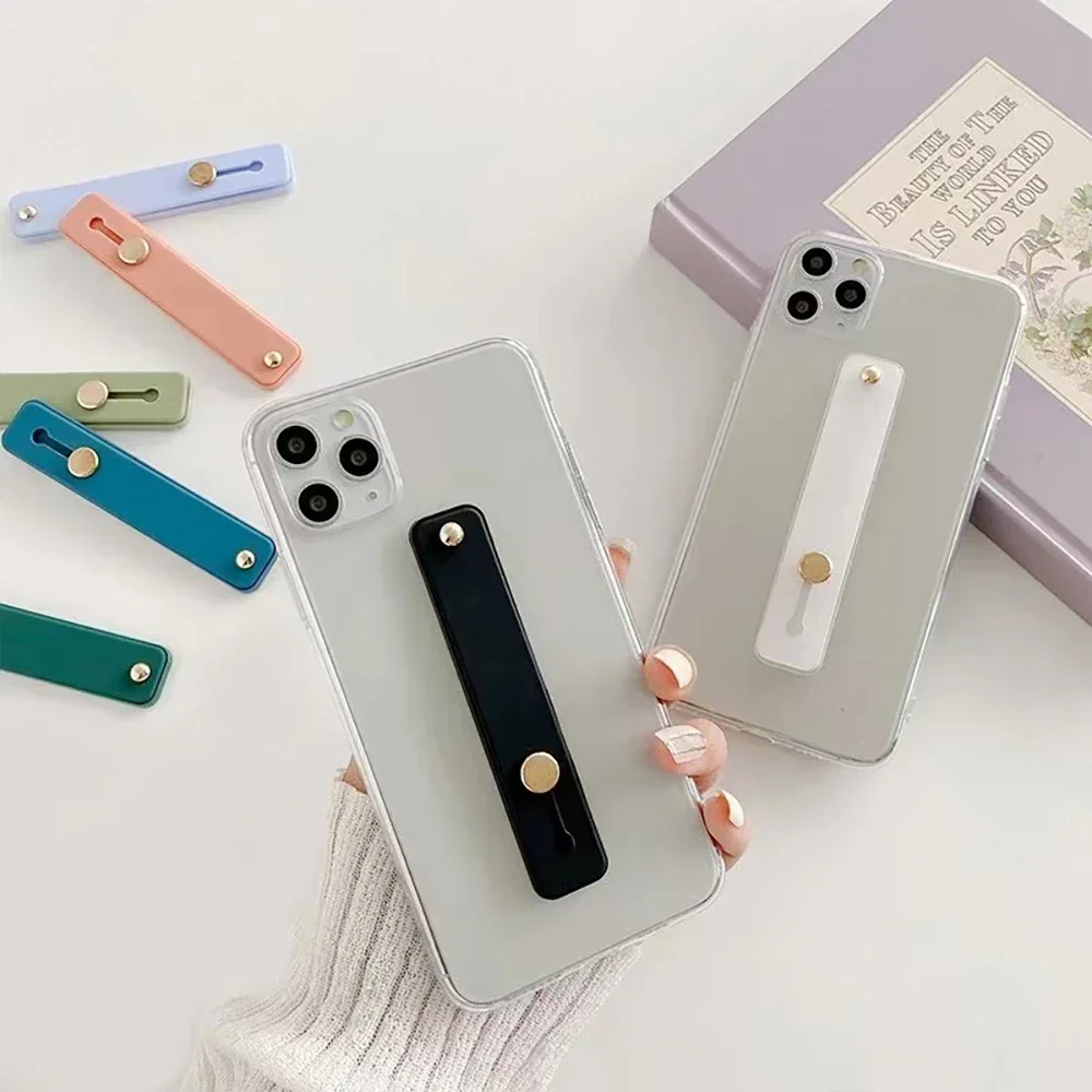 2Pcs/set Self‑Adhesive Sliding Phone Finger Holder Elastic Anti‑Drop Finger Grip Strap Portable Back Stand Bracket Mobile Phone