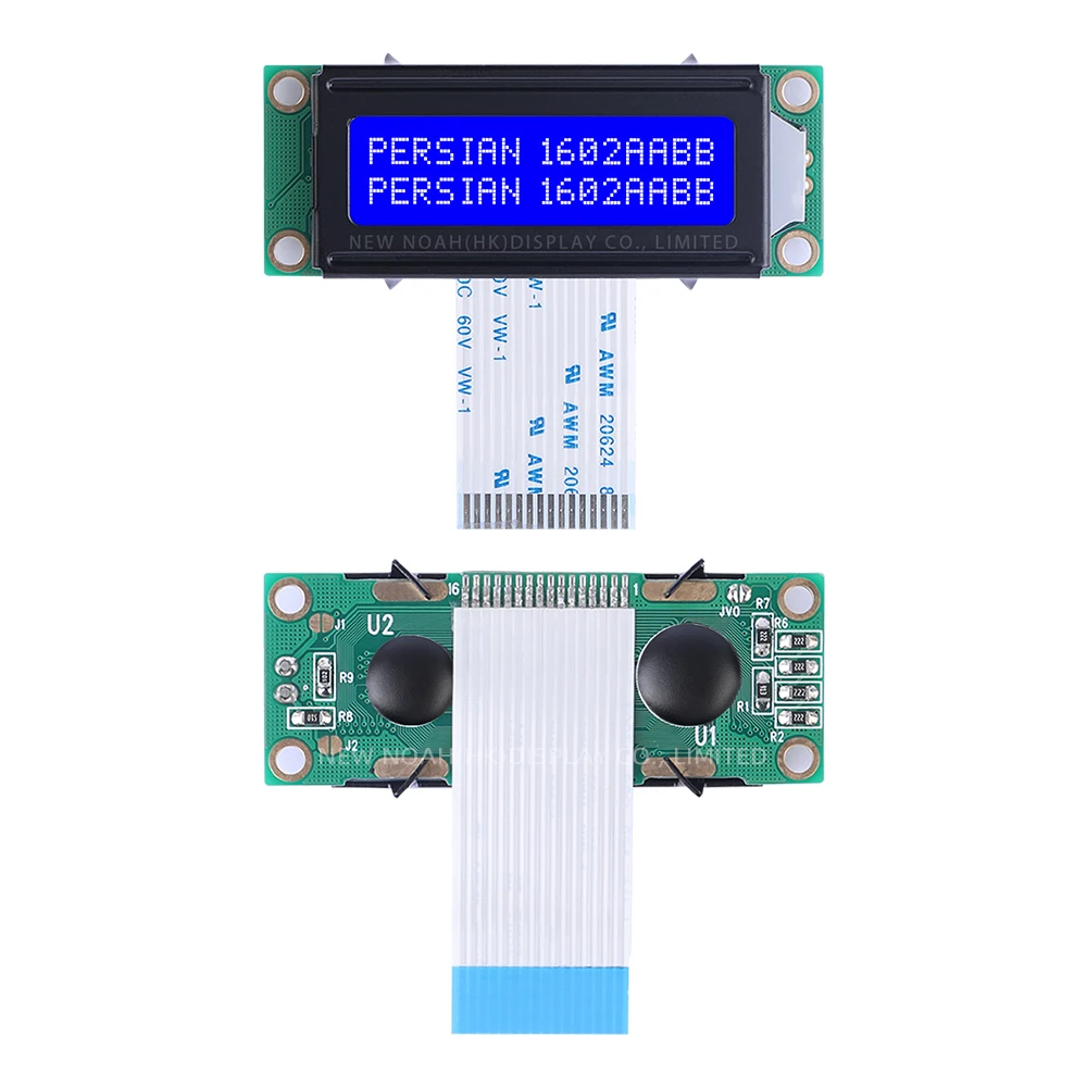 Persian Blue Film White Letters 1602A-20-1A Character LCD Module 02X16 LCD Fpc25MM 5V ST7066U 53X20MM Multilingual Module