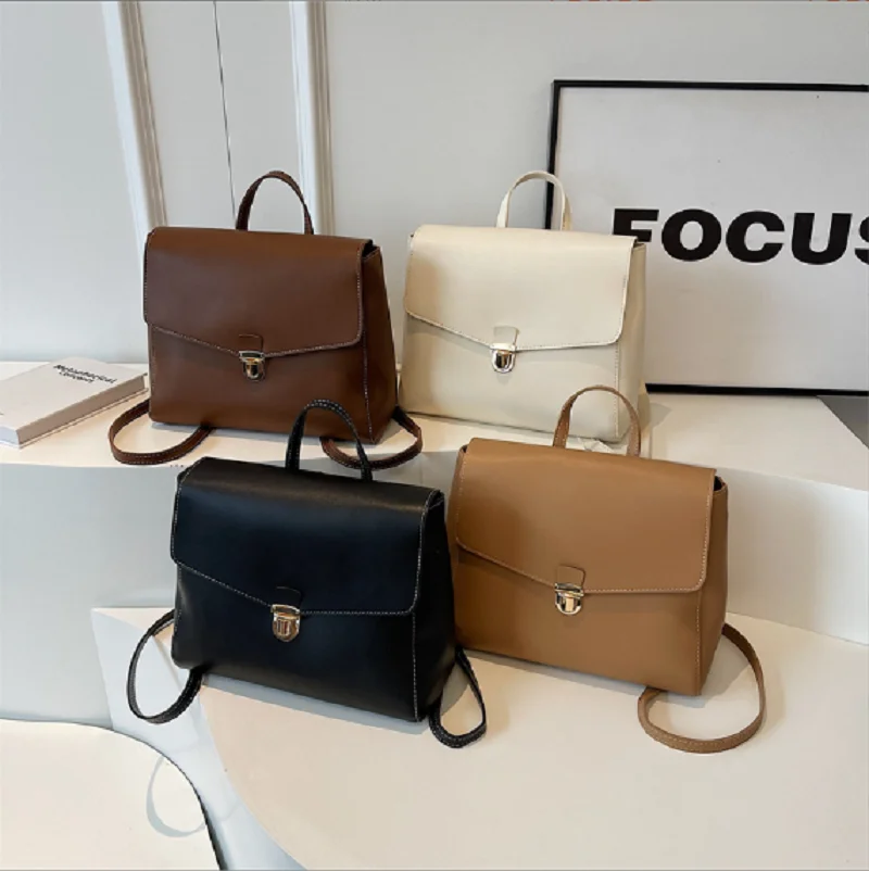 New Arrival Fashion Luxury Vintage Large Capacity Travel Backpack Women High Quality Soft Leather Shoulder Bags Totes School Bag