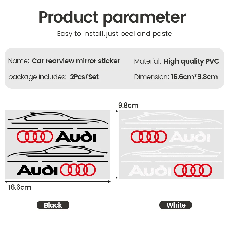 2 sztuki stylizacja samochodu dekoracja lustra naklejki QUATTRO emblematy Audi Sline RS A3 A4 B8 8P 8V B6 A5 A6 C7 Q5 B9 B7 C6 A1