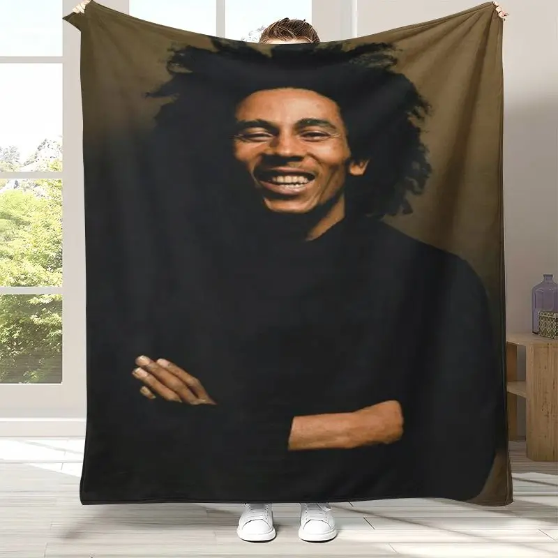 Reggae Music Bob Marley Rasta Color Soft Flannel Throw Blanket,Cozy Warm Blanket for Bed,Sofa,Living Room,Camping,Home Decor