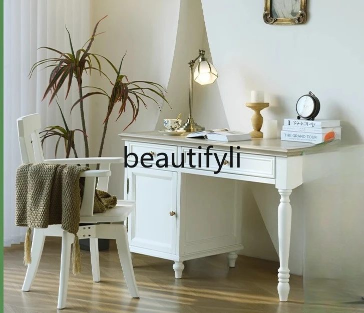 

American white all solid wood desk 1.2 meters with cabinet computer desk study home bedroom