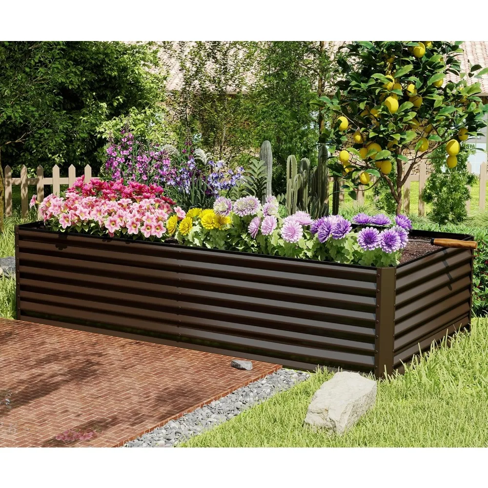 

8×4×2 Ft Galvanized Raised Garden Bed, Outdoor Planter Garden Boxes Large Metal Planter Box for Gardening, Customized