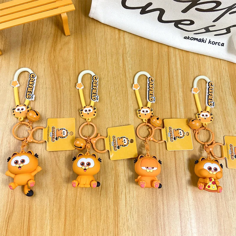 Garfield Boneca Chaveiro com Animal Dos Desenhos Animados, Figura Anime Bonito, Brinquedo de PVC, Decoração Chave do carro e Mochila, Chaveiro Pingente, Presentes Casal