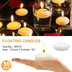 30Pcs Romantic Unscented Floating Candles DIY Round Decor Party Supplies for Dinners Anniversary Weddings Valentines Events