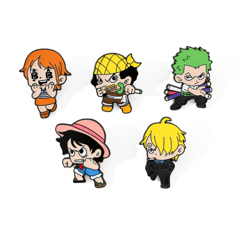 

5 шт., брошь в стиле аниме Санджи, милая эмалированная булавка Нами, металлический значок, ювелирные изделия, рюкзак, аксессуары для одежды, праздничный подарок