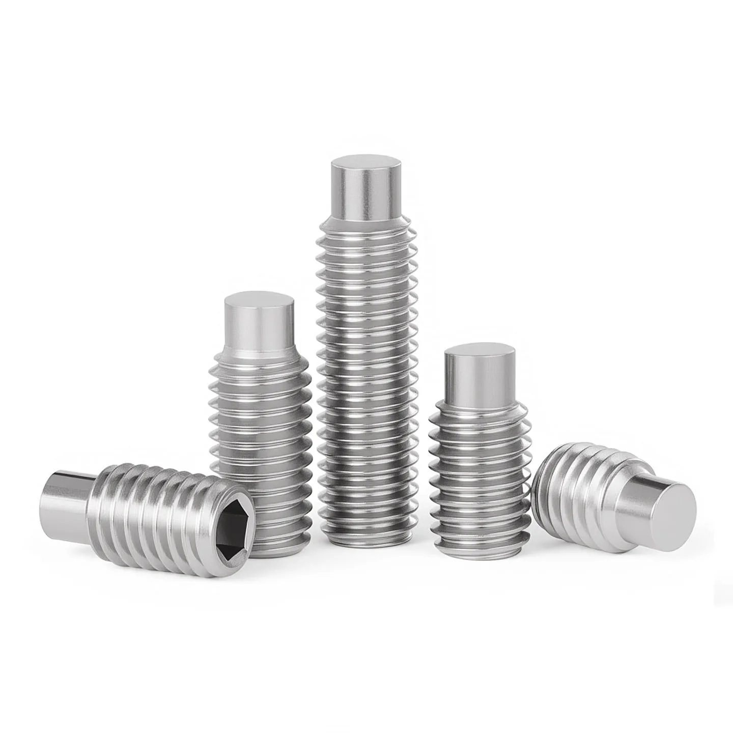 304 Stainless Steel Hexagon Socket Set Screw Dog Point Grub Convex Headless Bolt M2 M2.5 M3 M4 M5 M6 M8 M10 M12 Length 3mm~50mm