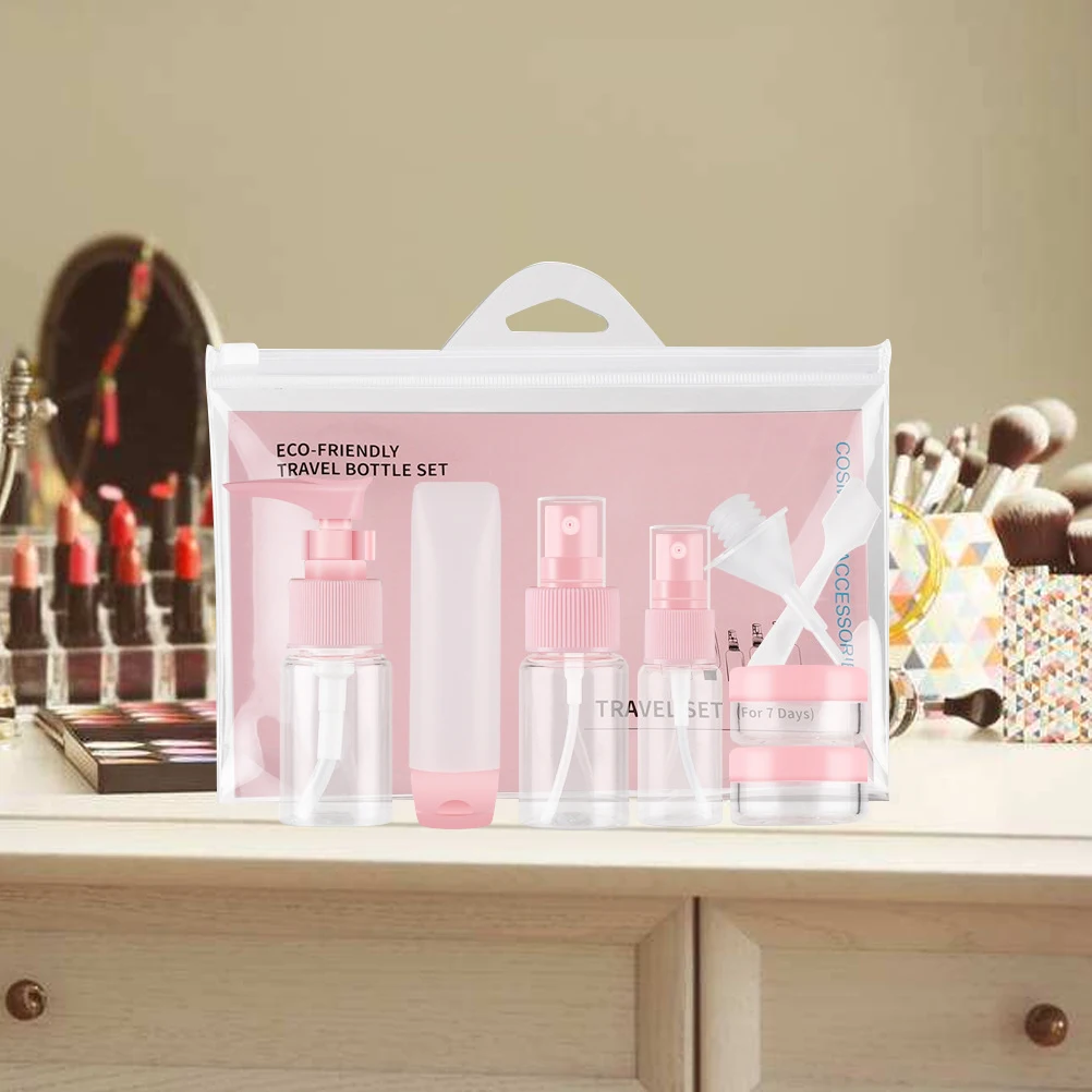 

Travel Bottles Containers Portable Sprayer Set Clear PP Cream Jars Refillable for Skincare Toner Perfume