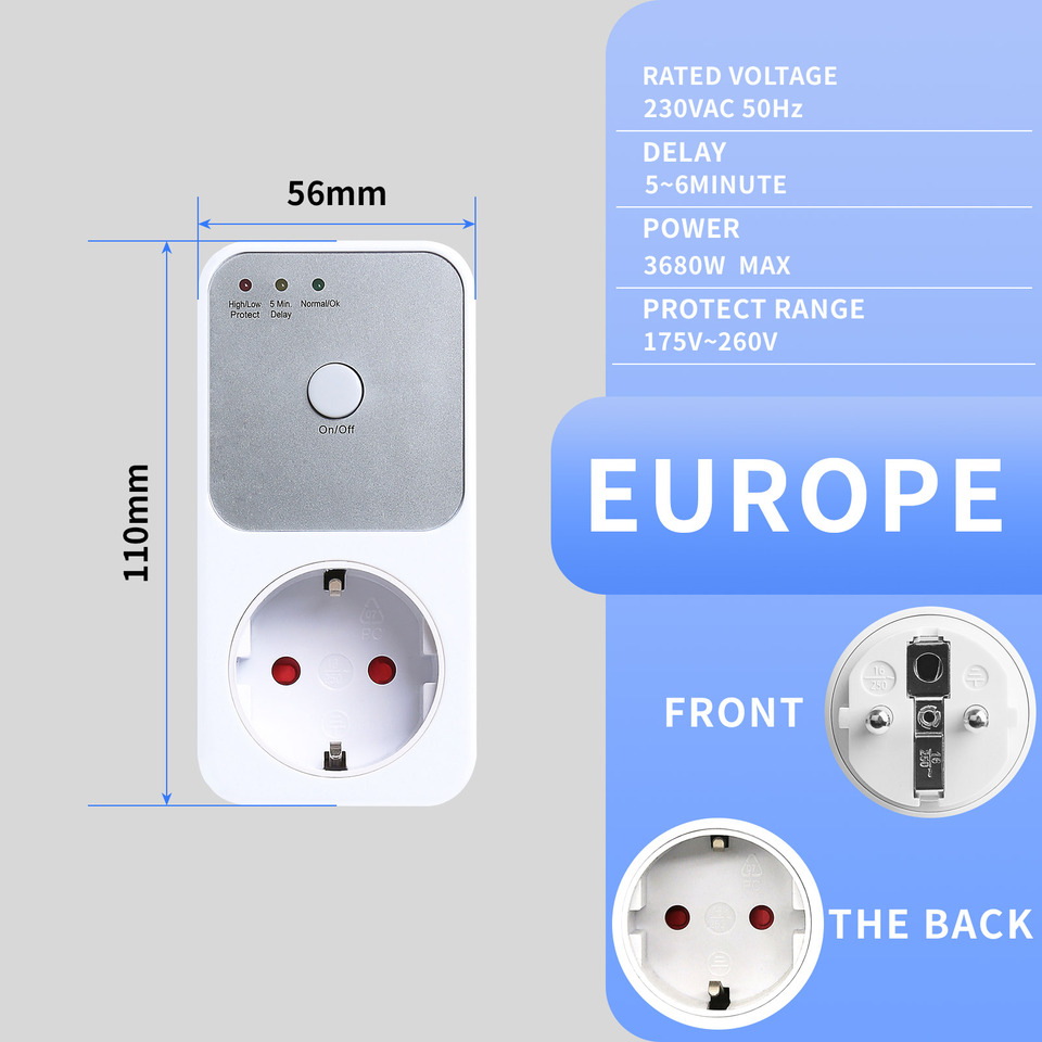  YICHENG Refrigerator Voltage Protector Socket Freezer Surge Protector for  Appliances High/low Voltage Protection 