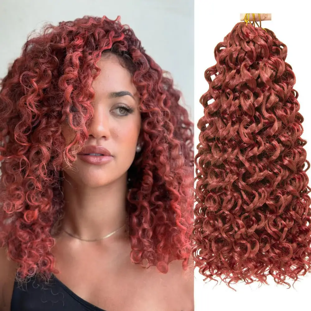 For GoGo Curl Synthetic Crochet Braiding Hair Water Wave Extensions Soft Fluffy Natural Looking Style Hairpiece