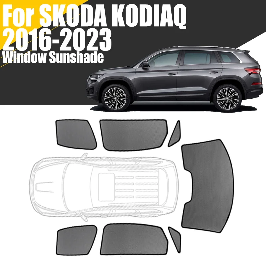 Niestandardowa magnetyczna osłona przeciwsłoneczna na szybę samochodową do Skody Kodiaq 2016-2023 Siatkowa zasłona przedniej szyby