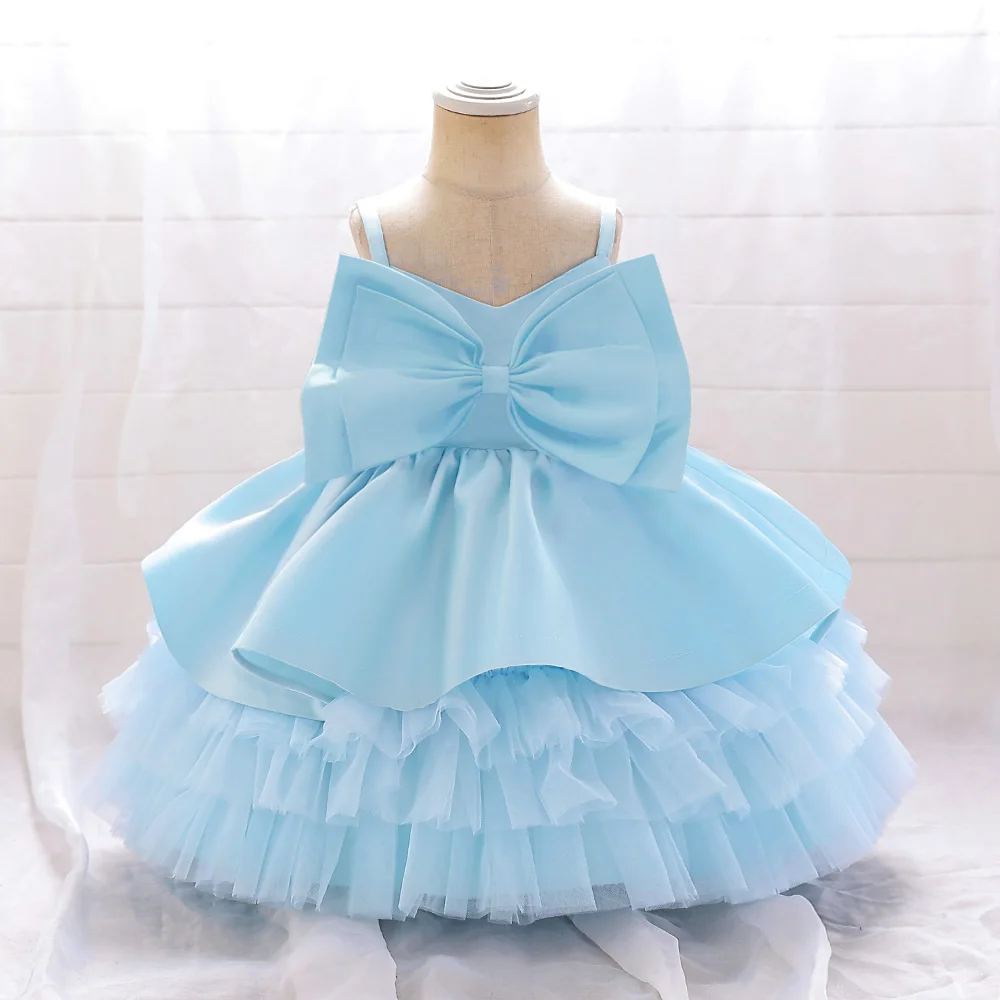 Barbie Bow Baby Girls Party Princess Dress Toddler 1st Birthday Wedding Bridemaids Tutu Prom Dresses for Girl Baptism Ball Gown