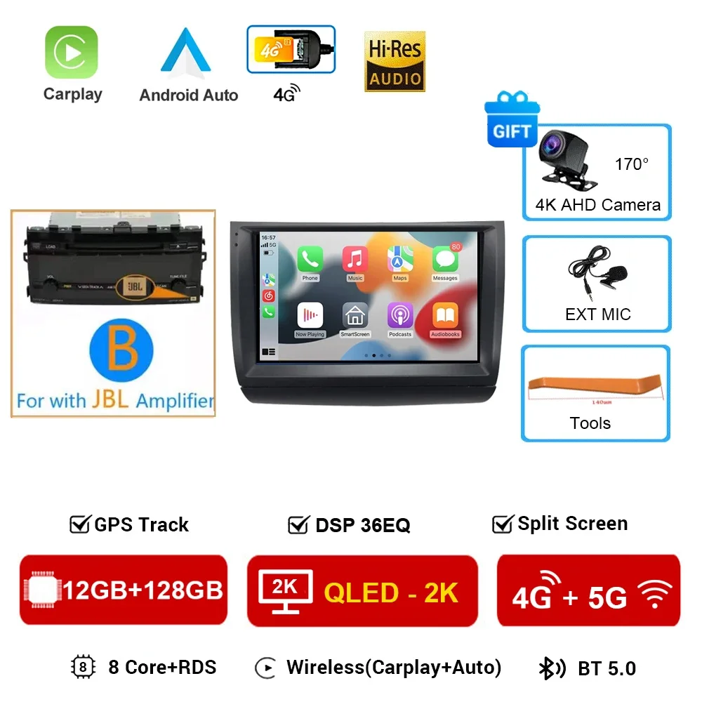 Carplay Autoradio 2 din Android 16 Voor Toyota Prius 20 2003-2009 Autoradio Multimedia Video Player GPS navigatie Stereo BT HU