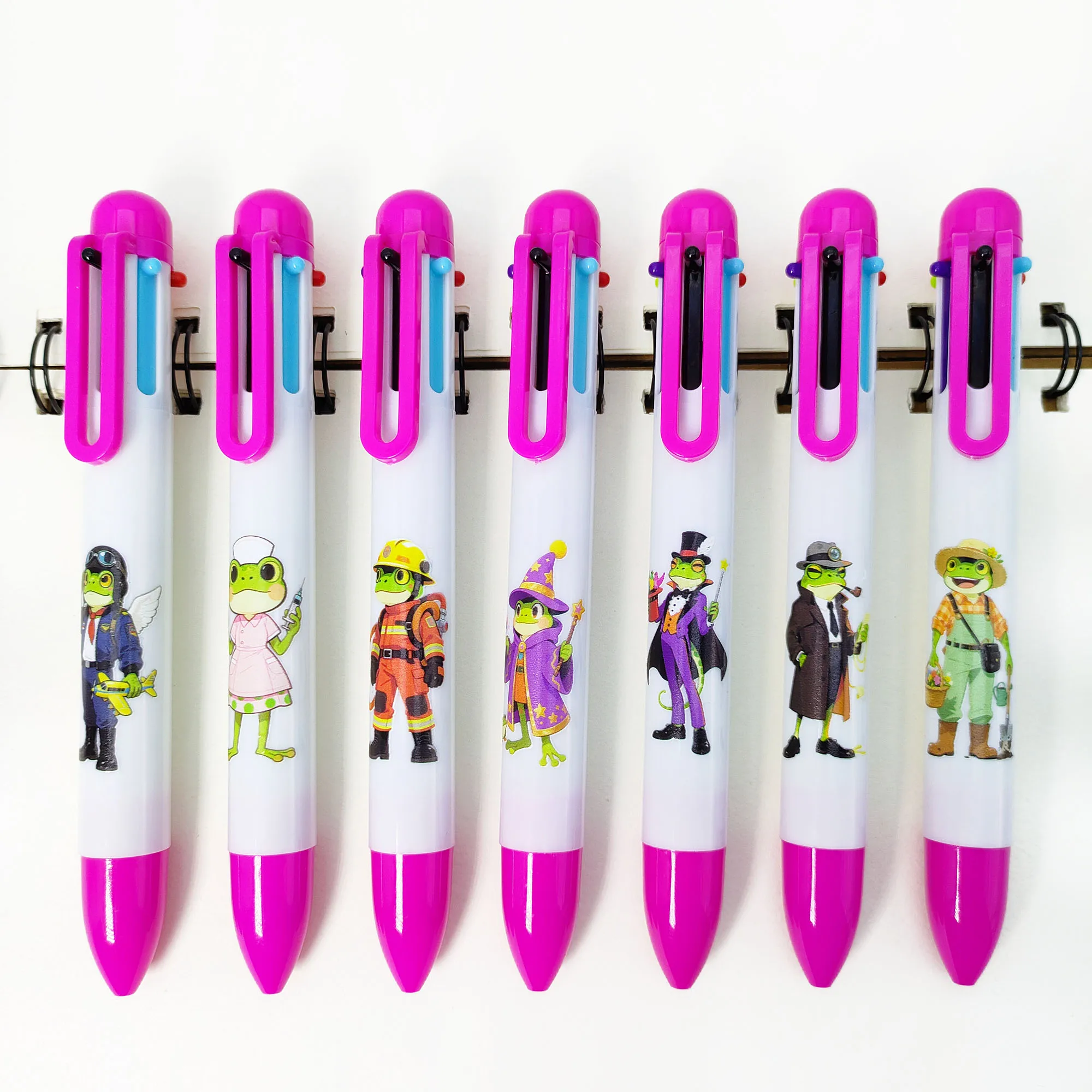 

7 шт./14 шт. лягушка, профессиональная стильная тема, многоцветная шариковая ручка, многоцветная ручка для укладки лягушки, ручка «шесть в одном», ручка для запуска.