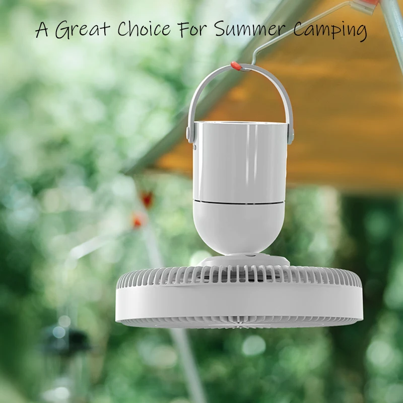 Electric Oscillating Fan Rechargeable Desktop Circulator Wireless Ceiling Camping Tent Fan with Remote Control LED Lighting