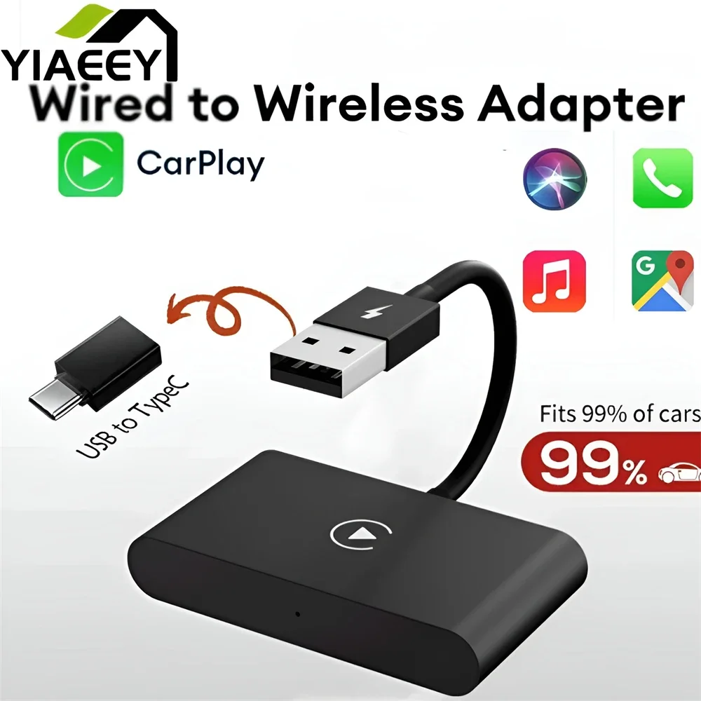 

Беспроводной адаптер CarPlay для Iphone IOS Преобразование проводной CarPlay в беспроводной адаптер с ключом Paly USB/Type-C Автомобильный адаптер